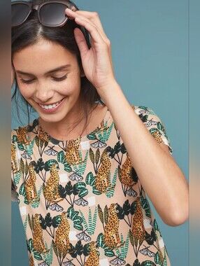 Anthropologie Pepaloves Feline-Printed Sweater Tee